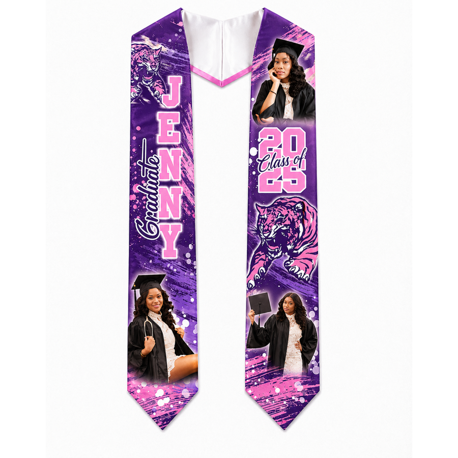 Next Level Graduate Stole | Custom Photo Graduation Stole | Varsity Style Graduation Sash | Custom Colors Available