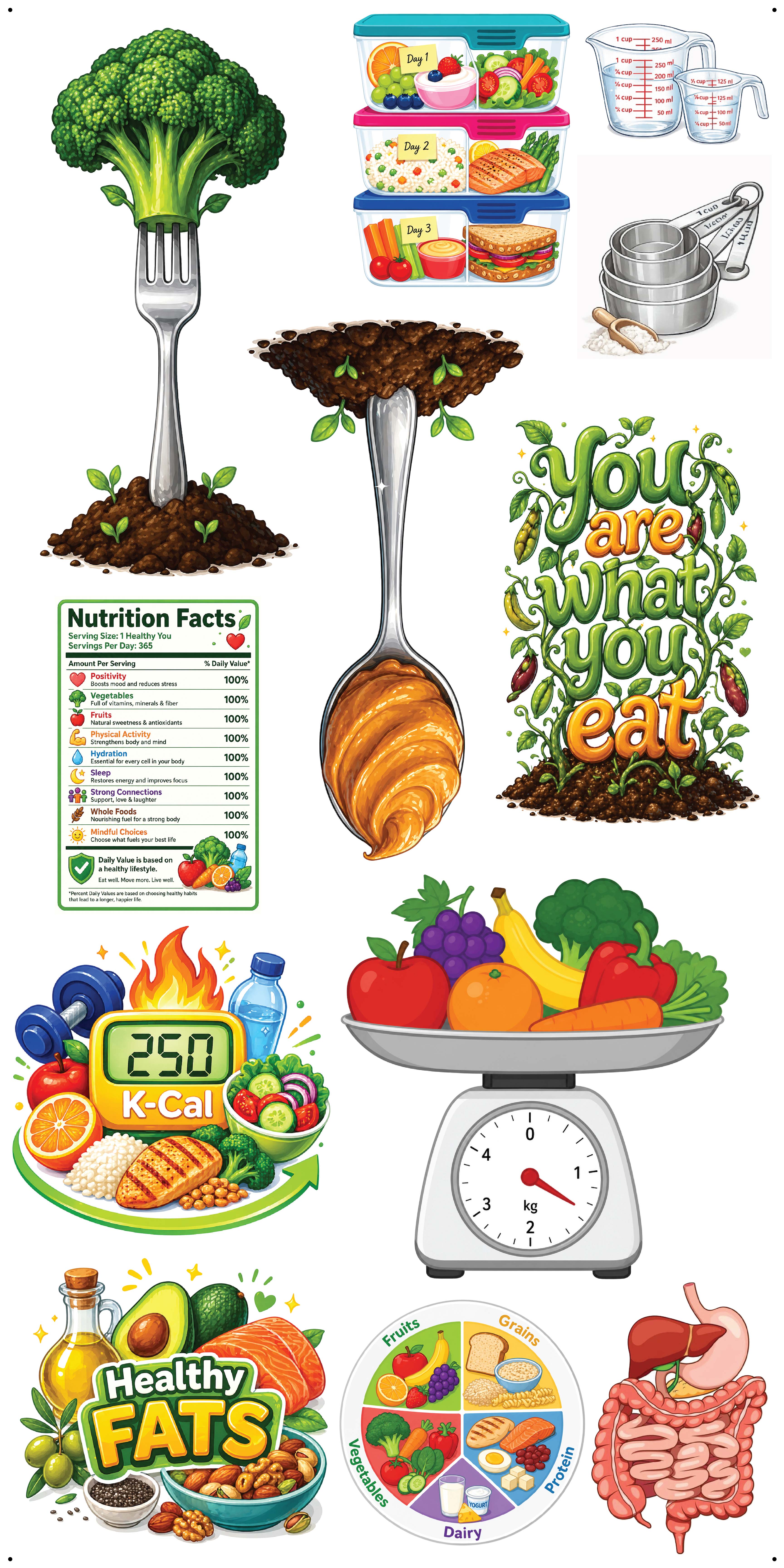 Nutrition-Themed Yard Card Set | Healthy Eating Yard Decorations | Dietitian & Health Theme