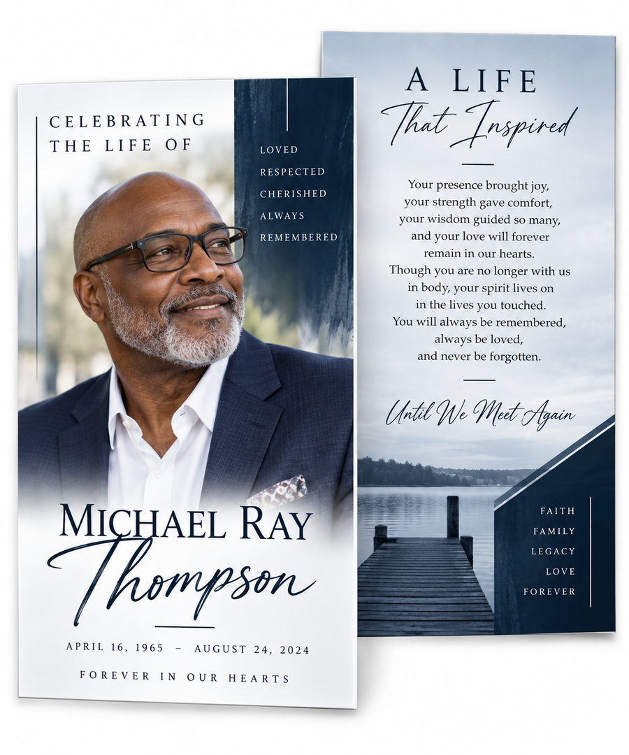Custom Double-Sided Obituary Cards | Memorial Cards | 9"x6"