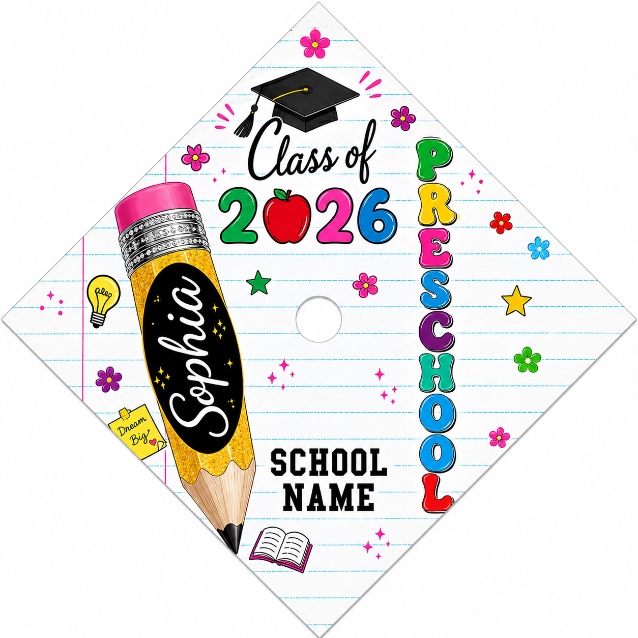 Pencil & Paper Graduation Cap Topper | Kids Size