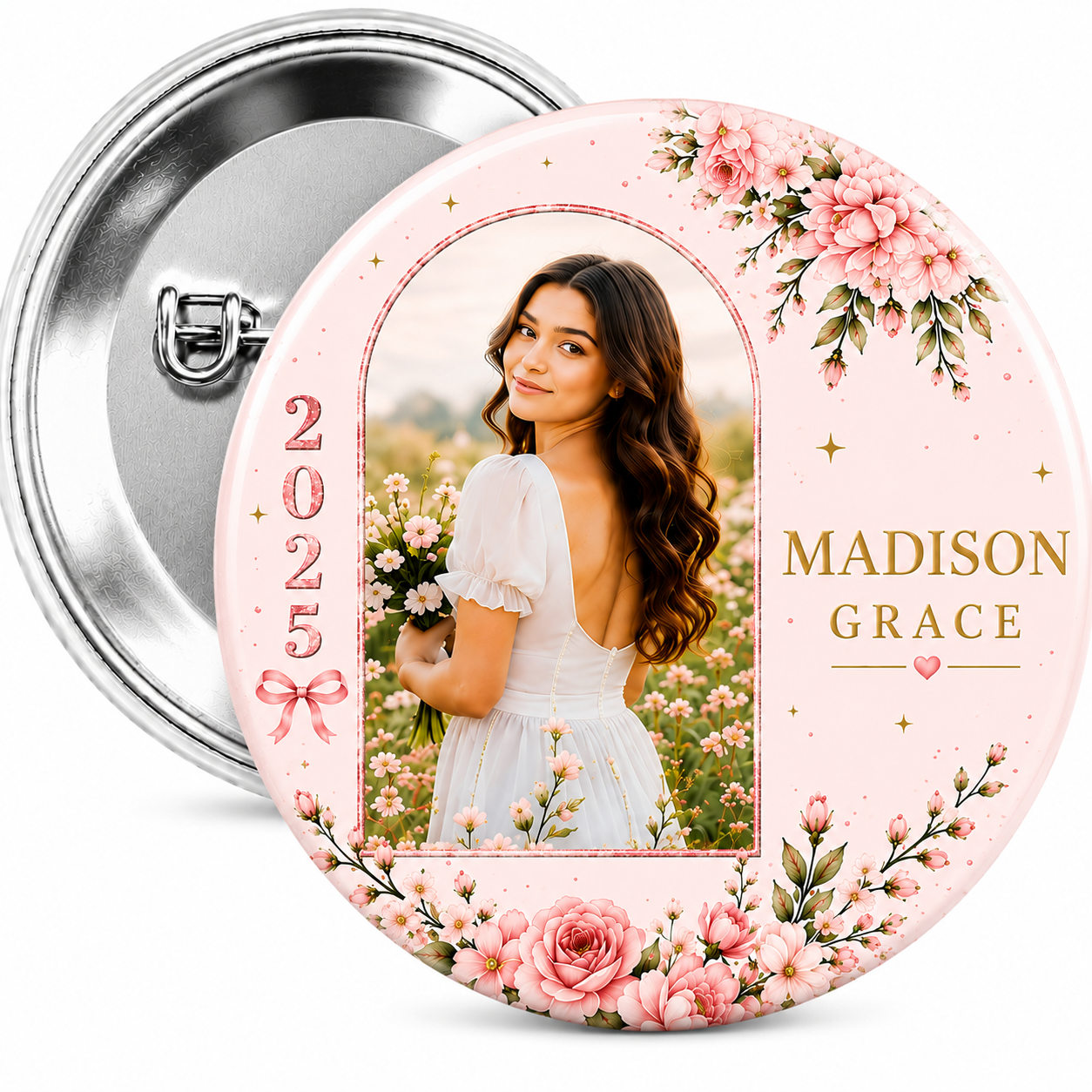 Petals & Promise Graduation Pin Back Button