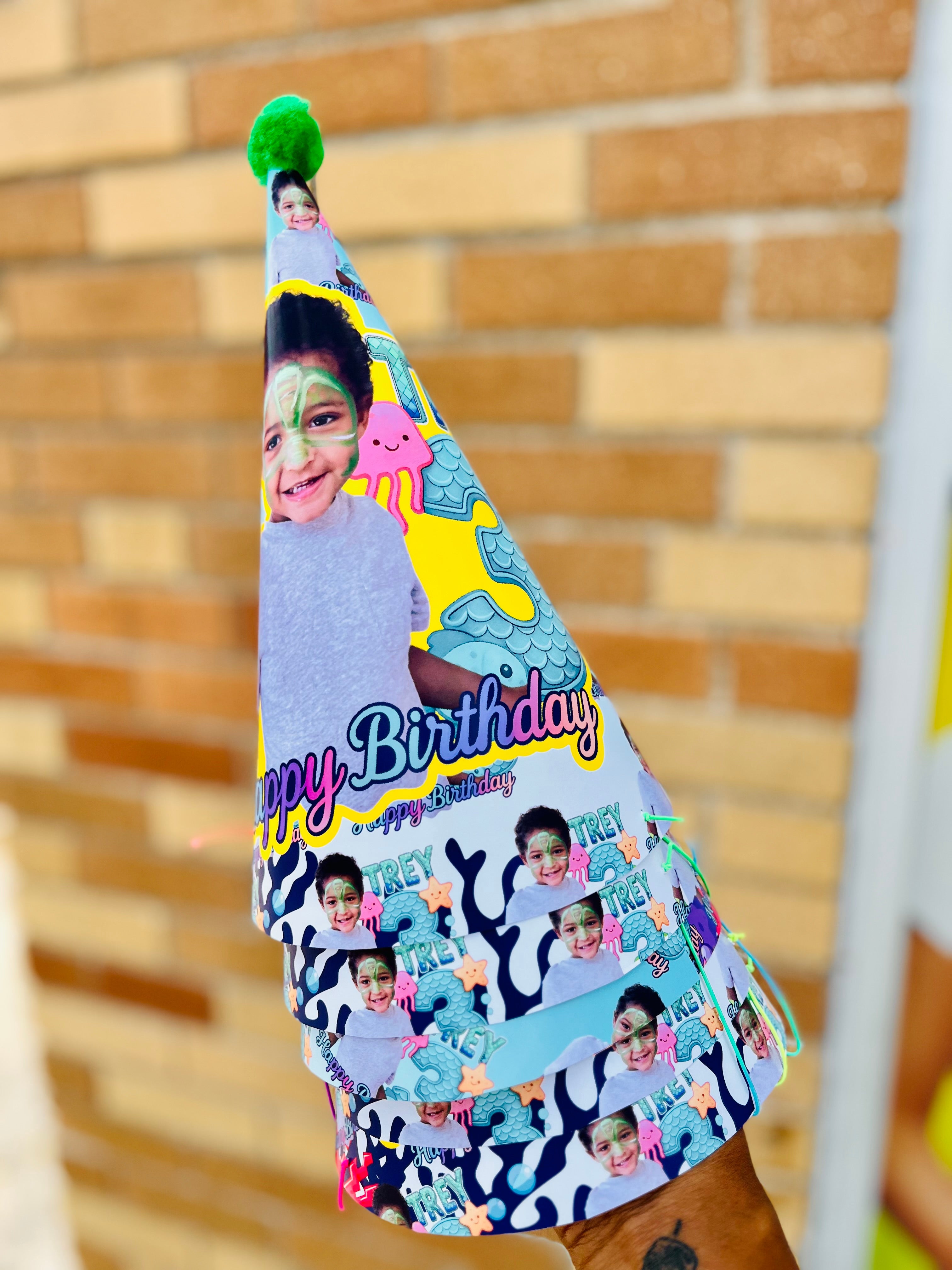 Custom Photo Birthday Party Hat – Personalized Kids Party Cone Hat