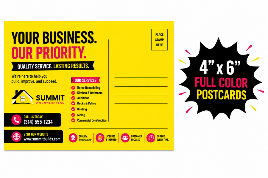 Custom 4" x 6" Post Cards | Full Color Printing | Business, Events, Promotional