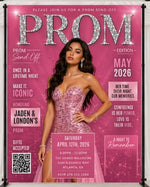 Glam Prom Magazine Backdrop | Custom Prom Send-Off Magazine Cover Backdrop | Personalized Photo Prom Background