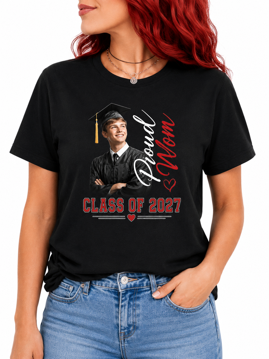 Proud Senior Mom Shirt | Custom Graduate Photo Shirt | Personalized Graduation Mom T-Shirt
