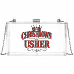 R&B Tour Clear Stadium Crossbody Purse | Silver Chain Concert Bag | Red & Silver