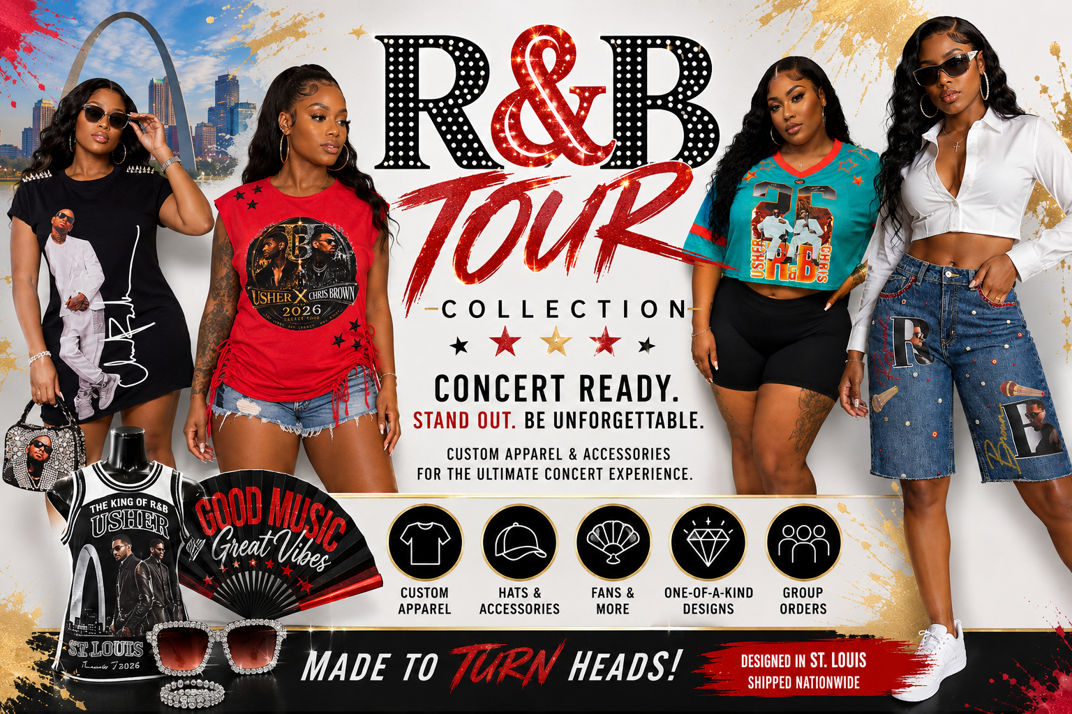 St. Louis 26 R&B Tour Cropped Football Jersey Shirt – Aqua & Orange | One of a Kind