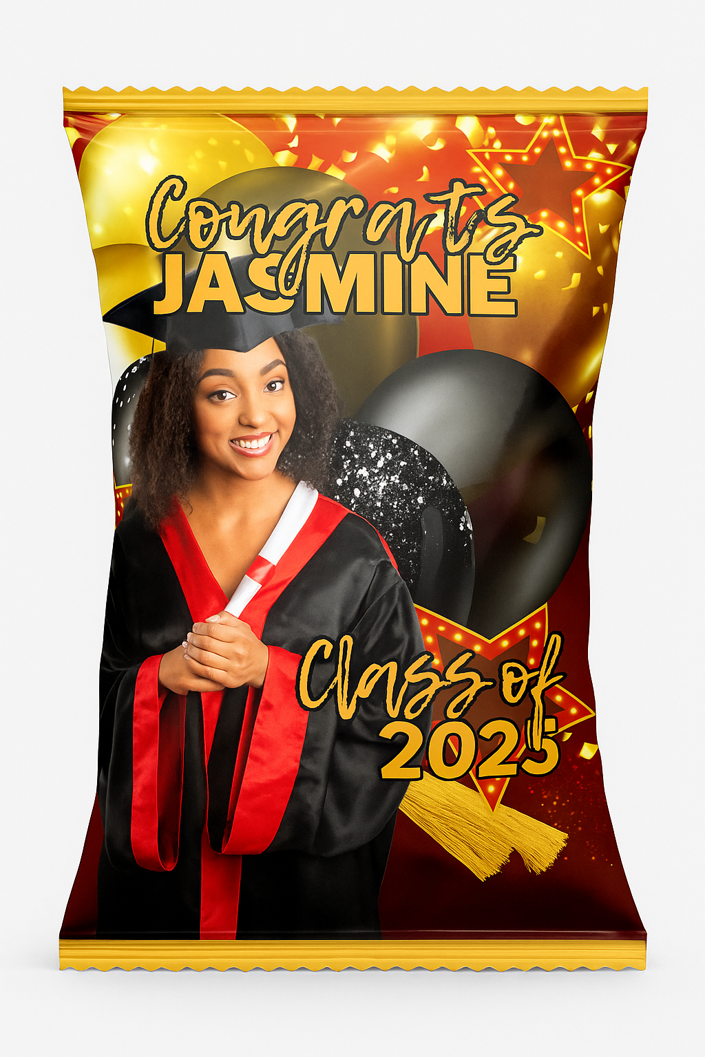 Reach for the Stars” Custom Graduation Chip Bags – Personalized Party Favors