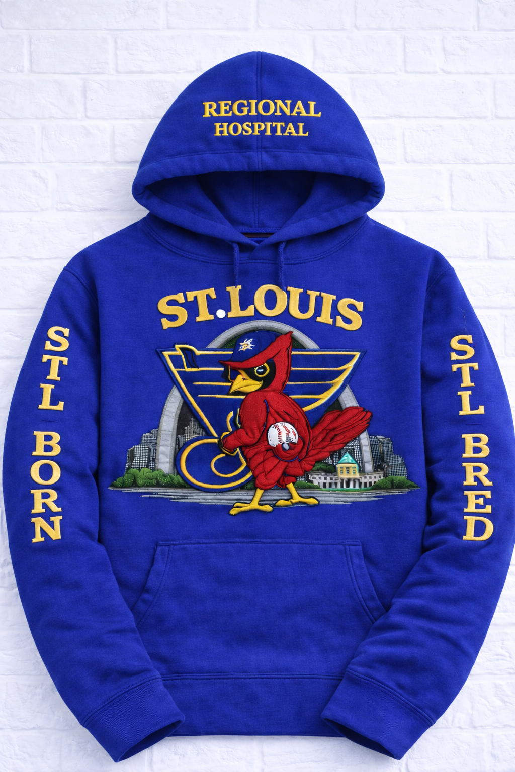 STL Born N Bred Hoodie | Faux Embroidered Look | 314 Day Special
