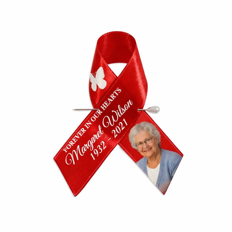 Custom Memorial Photo Ribbon – Personalized Tribute Ribbon with Photo