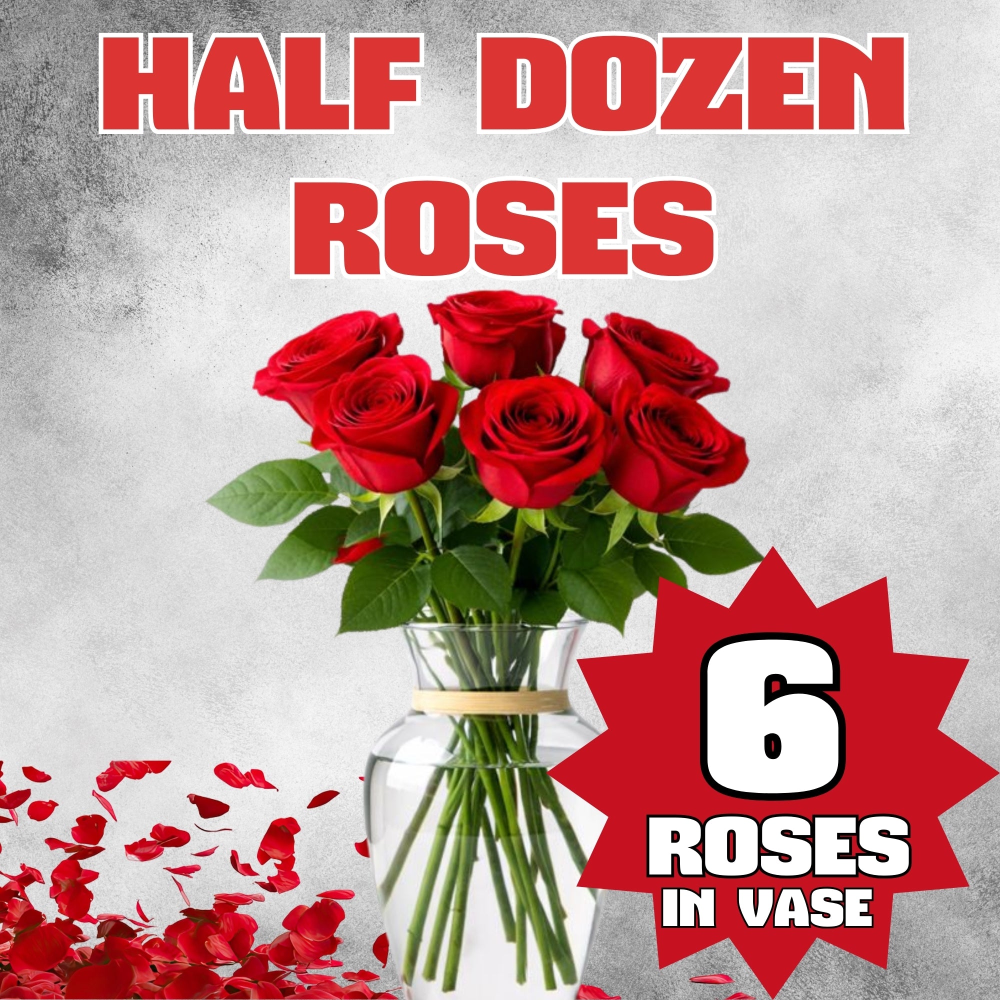 6 Red Roses in Glass Vase – Classic Romantic Arrangement | St. Louis Delivery Available