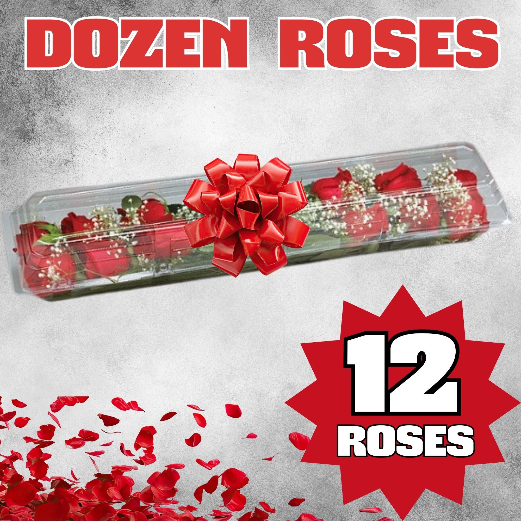 💘 Valentine’s Day Dozen Red Roses – Luxury Clear Box Arrangement | St. Louis Delivery Available