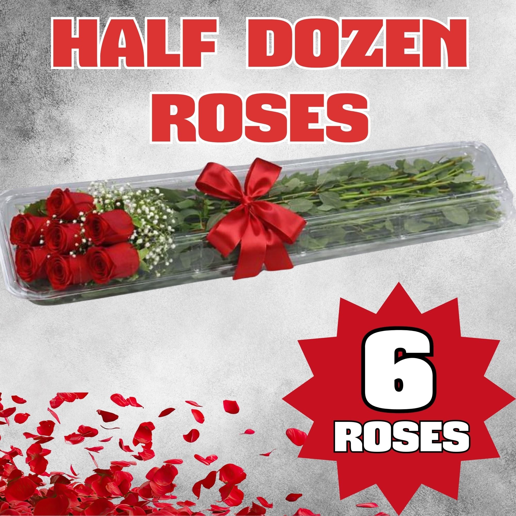💘 Valentine’s Day HALF Dozen Red Roses – Luxury Clear Box Arrangement | St. Louis Delivery Available
