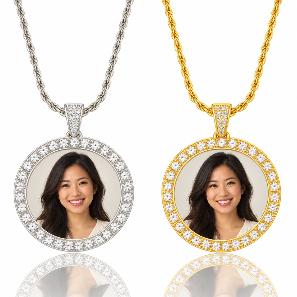 Round Photo Necklace | Gold or Silver Tone