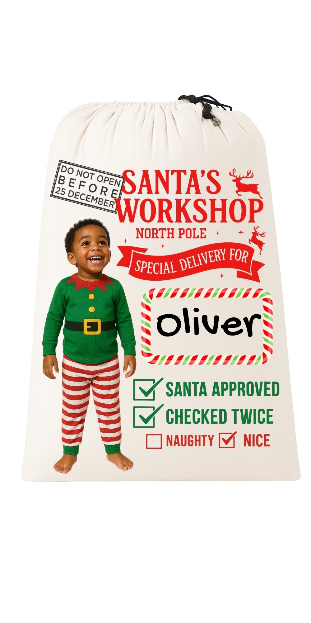 🎄 Jumbo Personalized Santa Sack – “Special Delivery from Santa’s Workshop”
