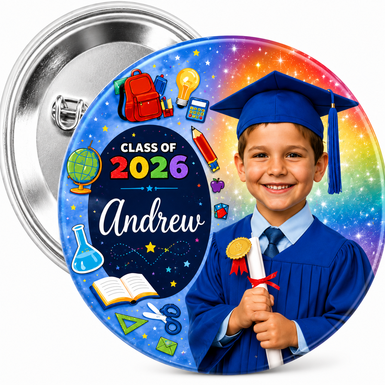 Scholarly Scholar Graduation Pin Back Button