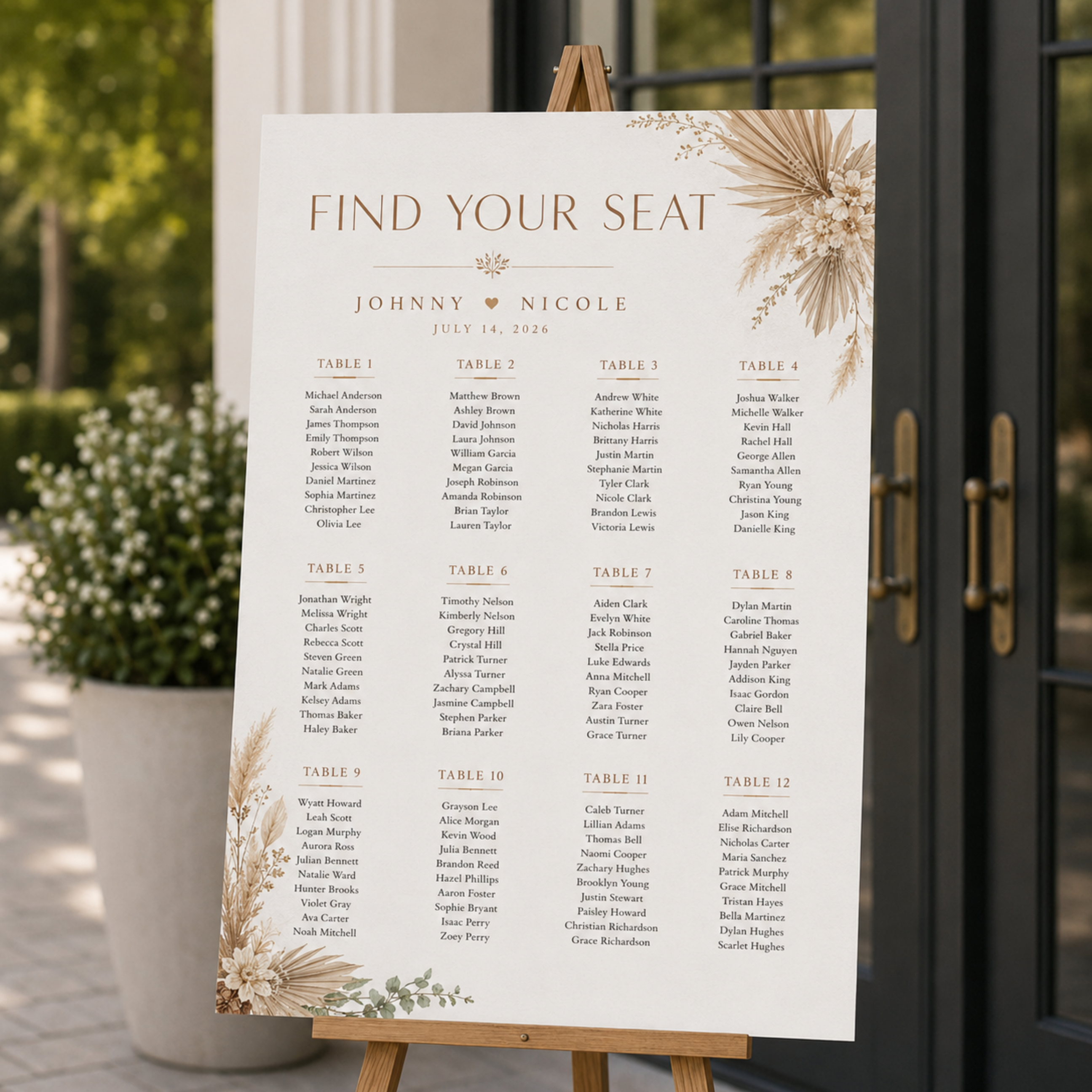 Boho Wedding Seating Chart | Personalized Wedding Seating Display