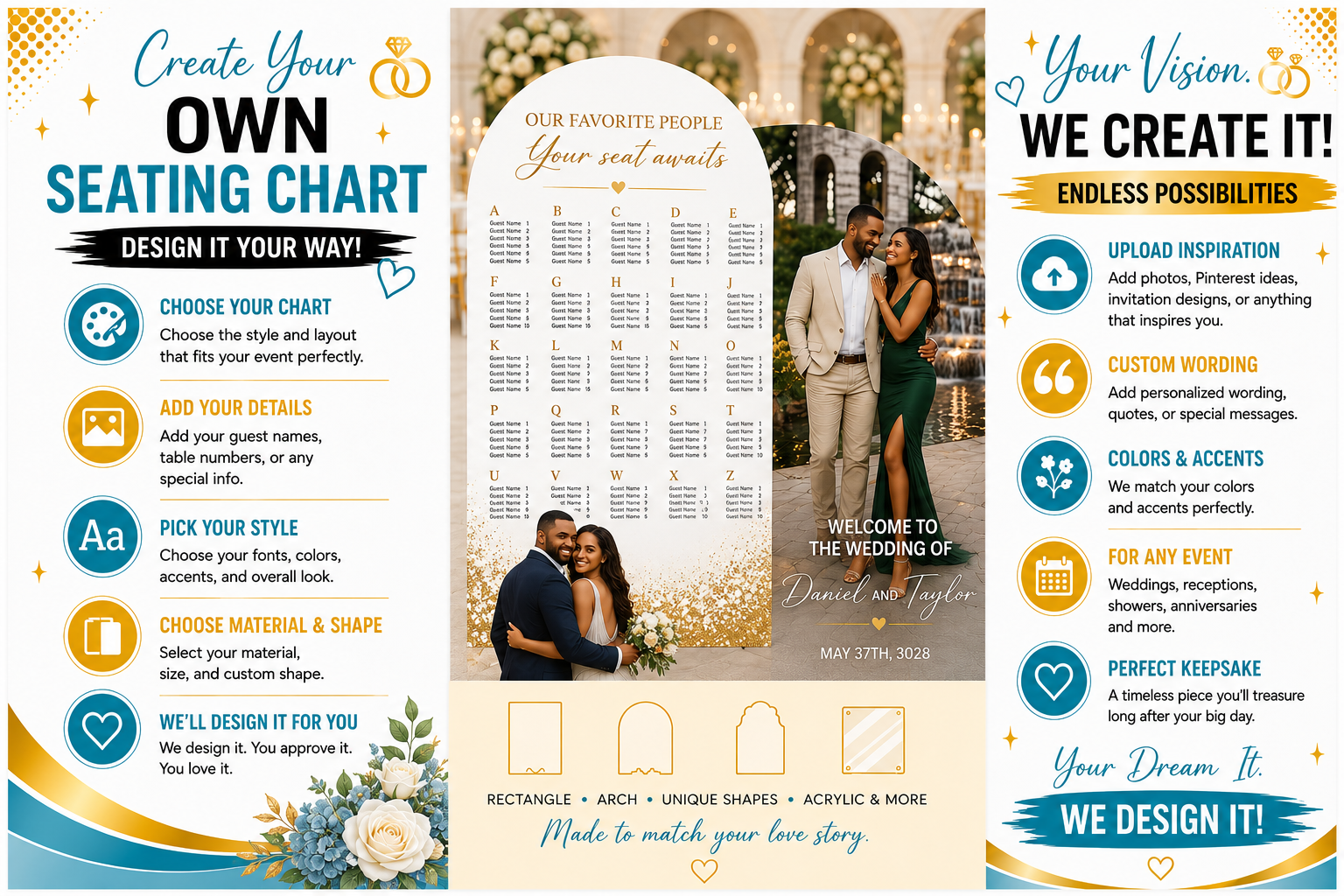 Boho Wedding Seating Chart | Personalized Wedding Seating Display