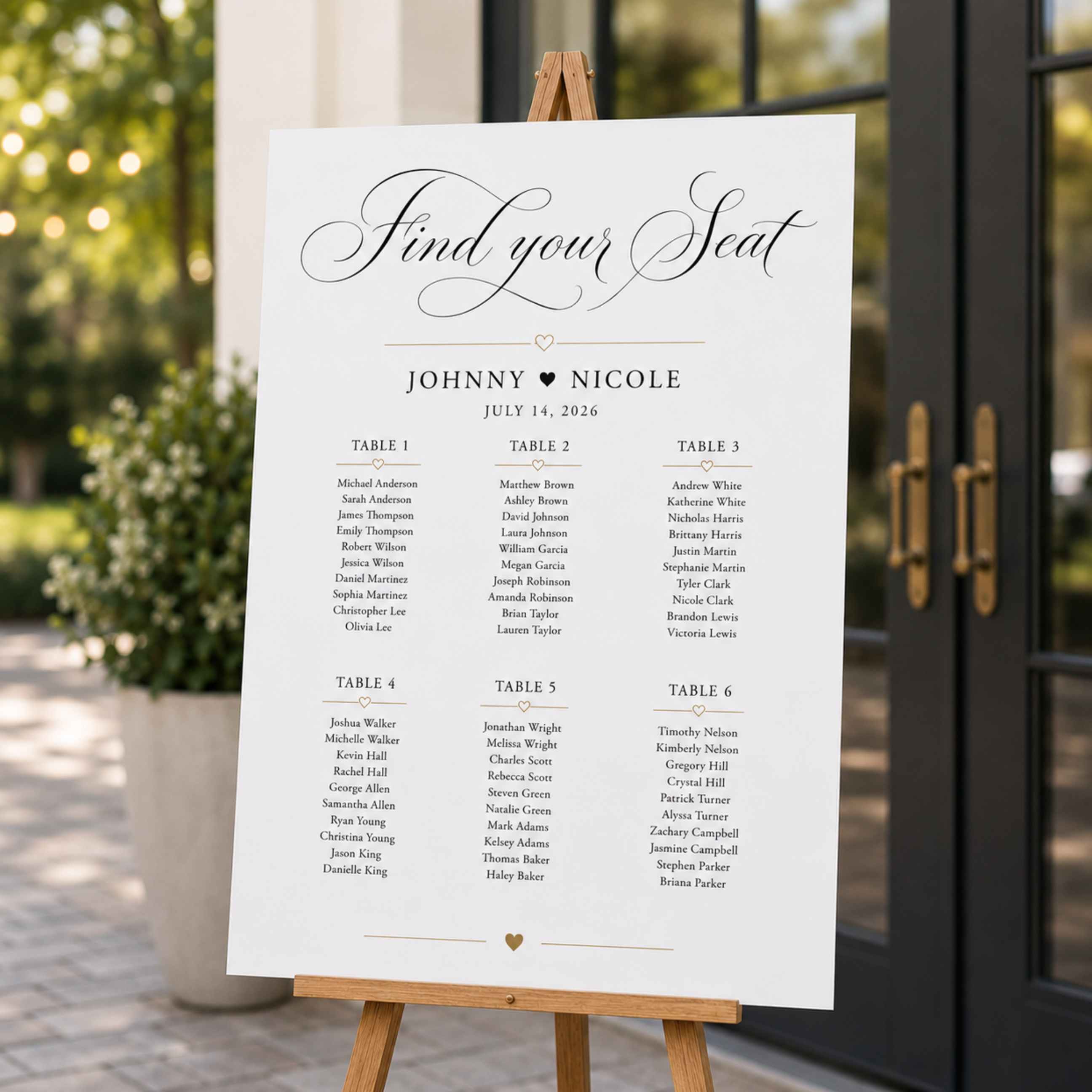 Elegant Script Wedding Seating Chart | Personalized Wedding Seating Display