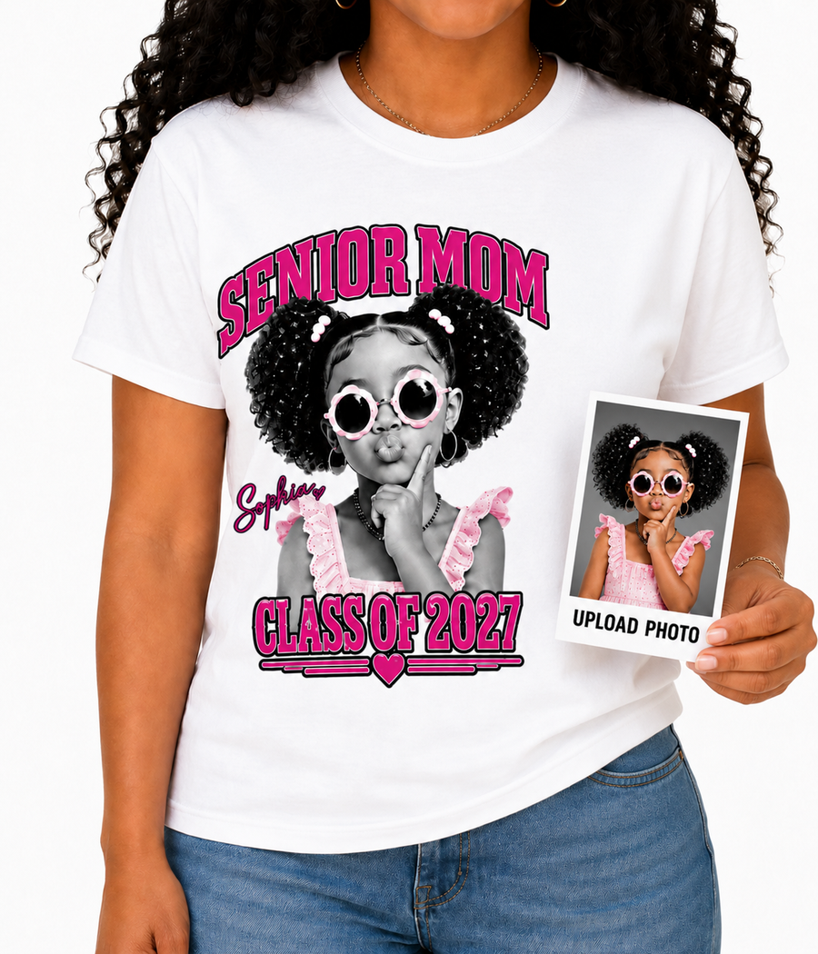 Baby to Senior Mom Shirt | Custom Then & Now Photo Shirt | Personalized Graduation Mom T-Shirt