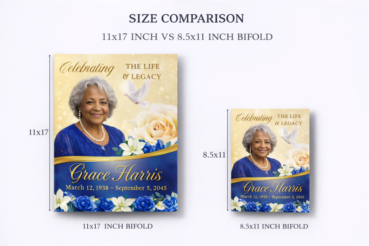 Funeral Program Bifold | Custom Obituary Program | 8.5"x11" and 11"x17" | Celebration of Life Program