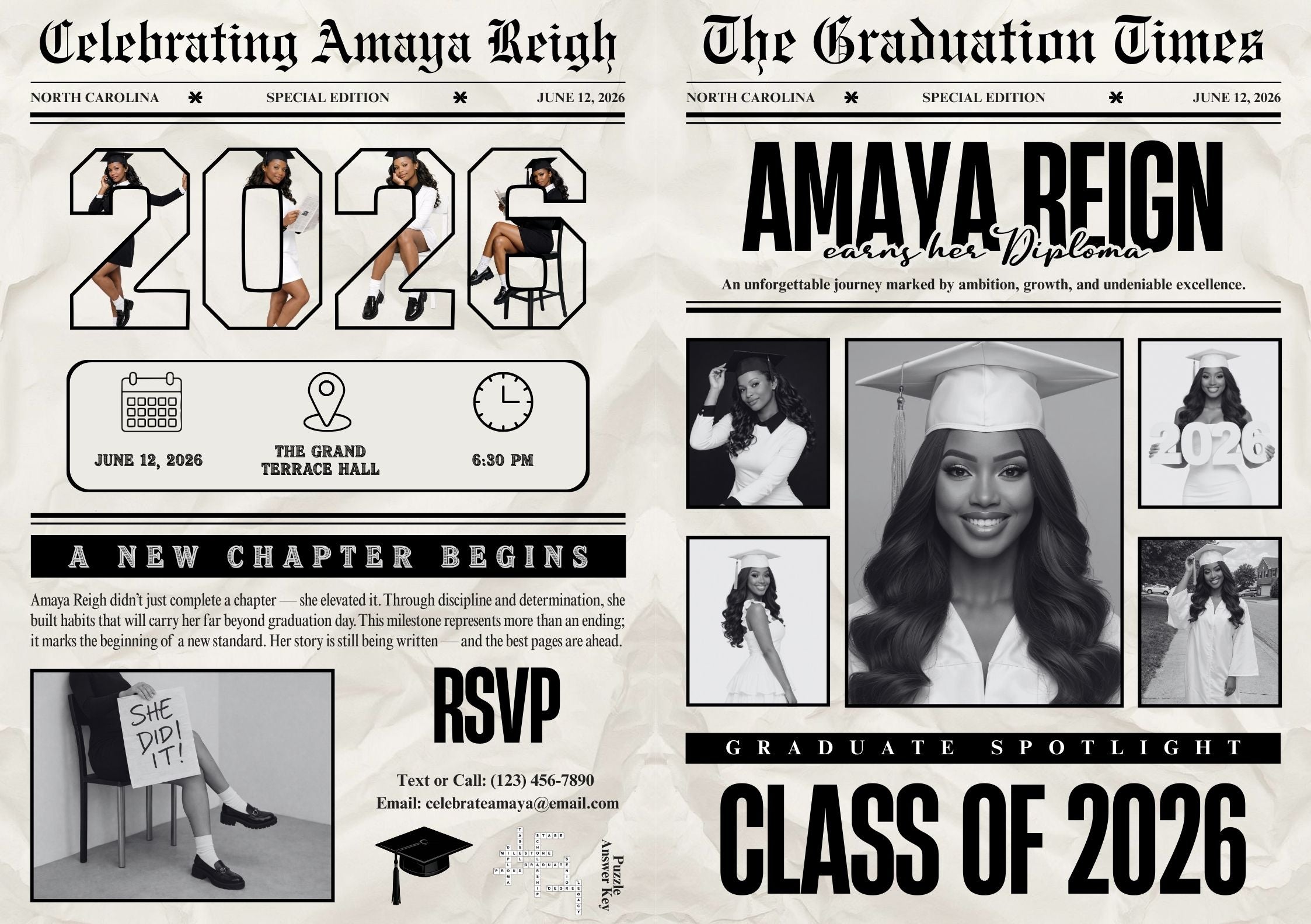 Graduation Newspaper – Personalized Graduation Announcement & Photo Prop