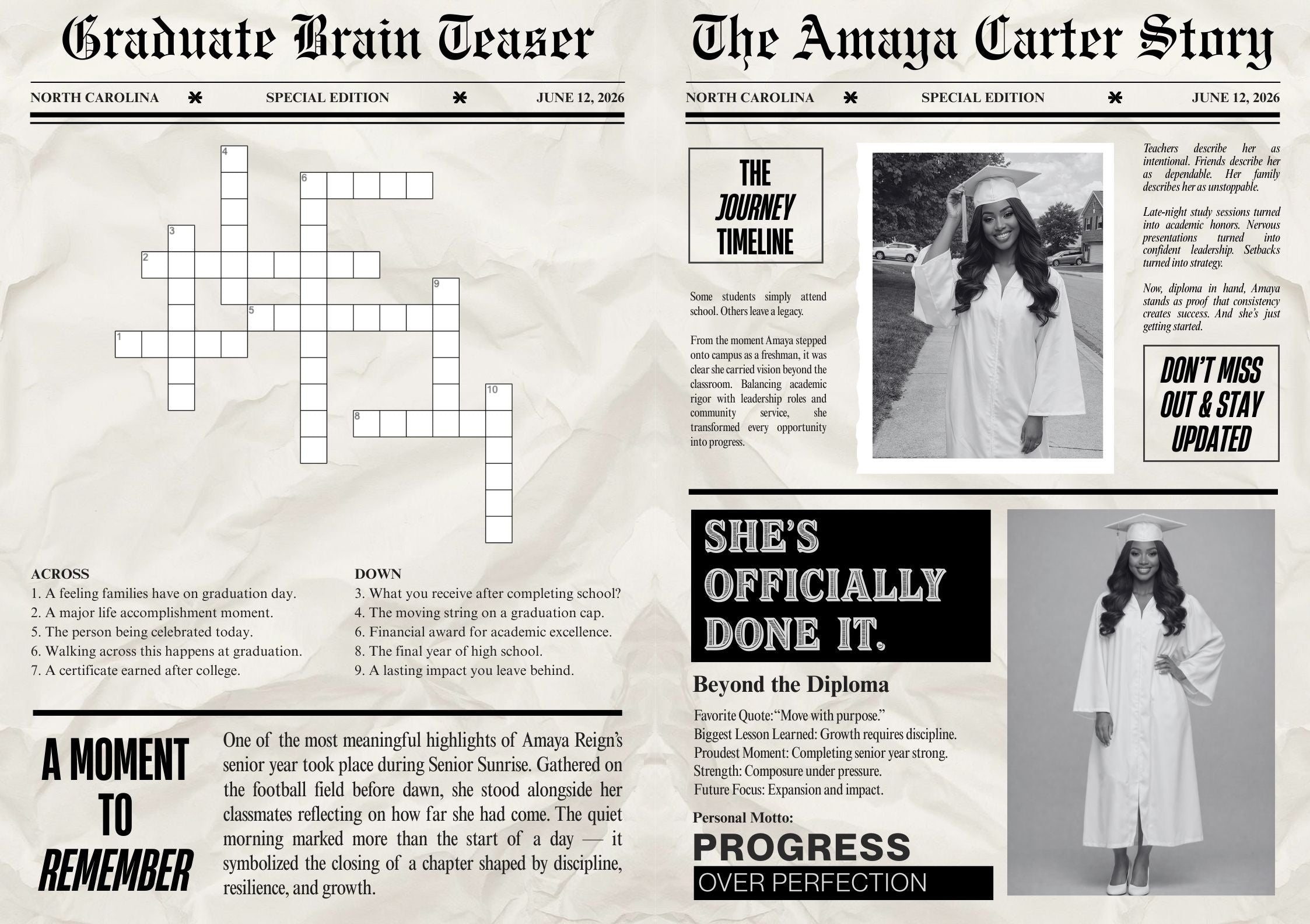 Graduation Newspaper – Personalized Graduation Announcement & Photo Prop