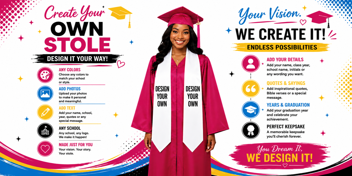 Design Your Own | Custom Graduation Stoles – Adult & Kid Sizes