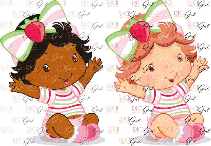 Strawberry Shortcake Cutout Props (Dark and Light Skintone Available)