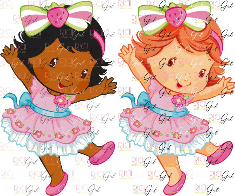 Strawberry Shortcake Clipart – High-Quality PNG & SVG Files (Dark & Light Skintones)