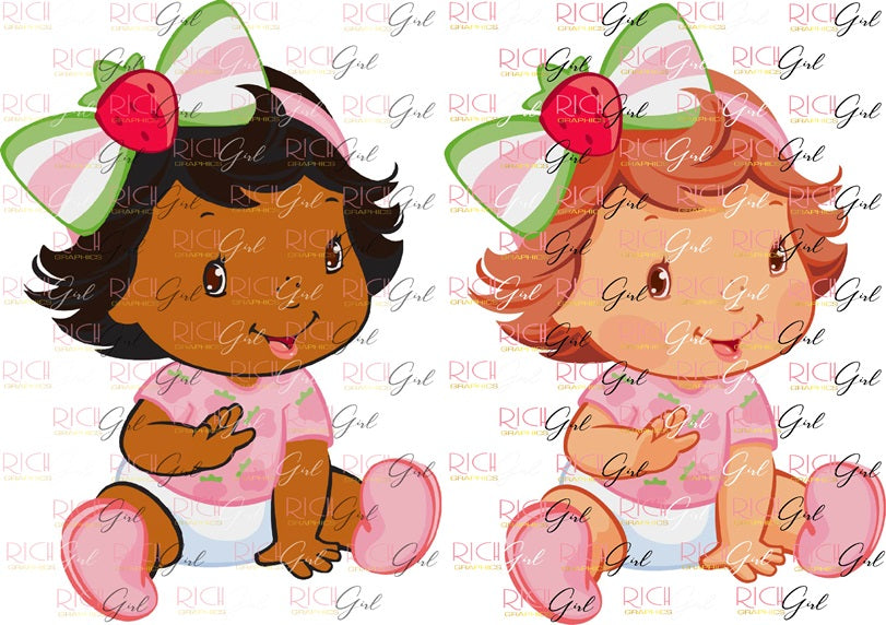 Strawberry Shortcake Clipart – High-Quality PNG & SVG Files (Dark & Light Skintones)