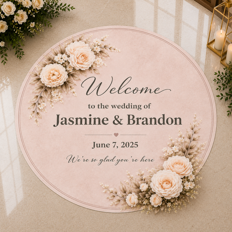 Sweetheart Bloom Wedding Floor Decal | Personalized Floral Wedding Floor Wrap