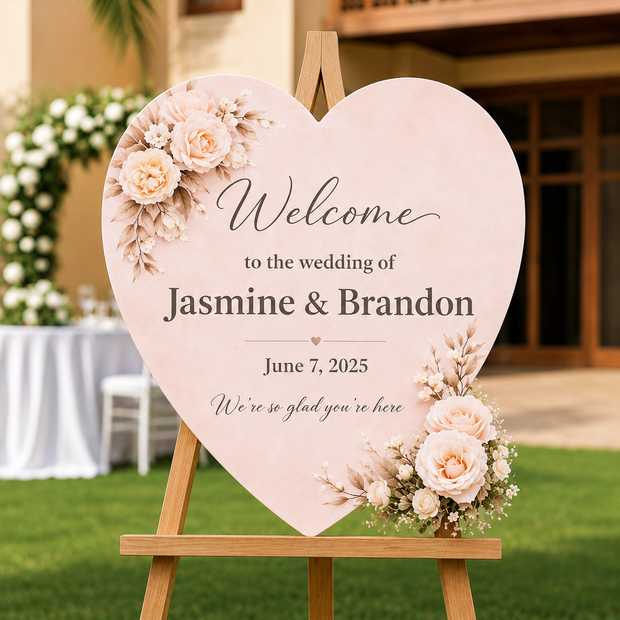 Sweetheart Bloom Custom Wedding Welcome Sign | Personalized Wedding Welcome Board