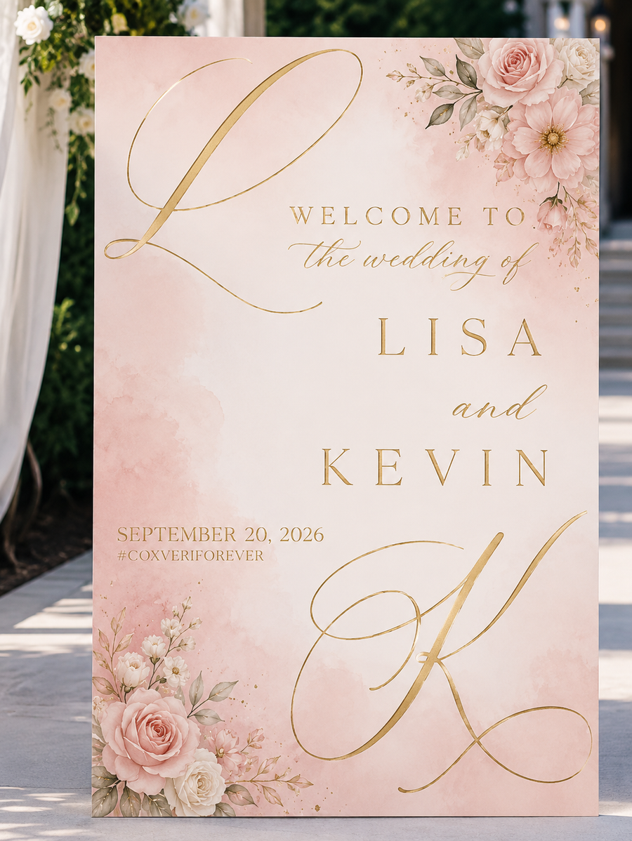 Sweetheart Bloom Grand Statement Wedding Welcome Boards | Large Personalized Wedding Welcome Board