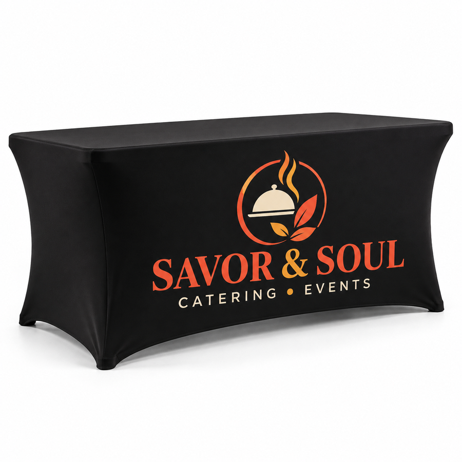 Custom Stretch Tablecloth | Full-Color Logo | Table Cover