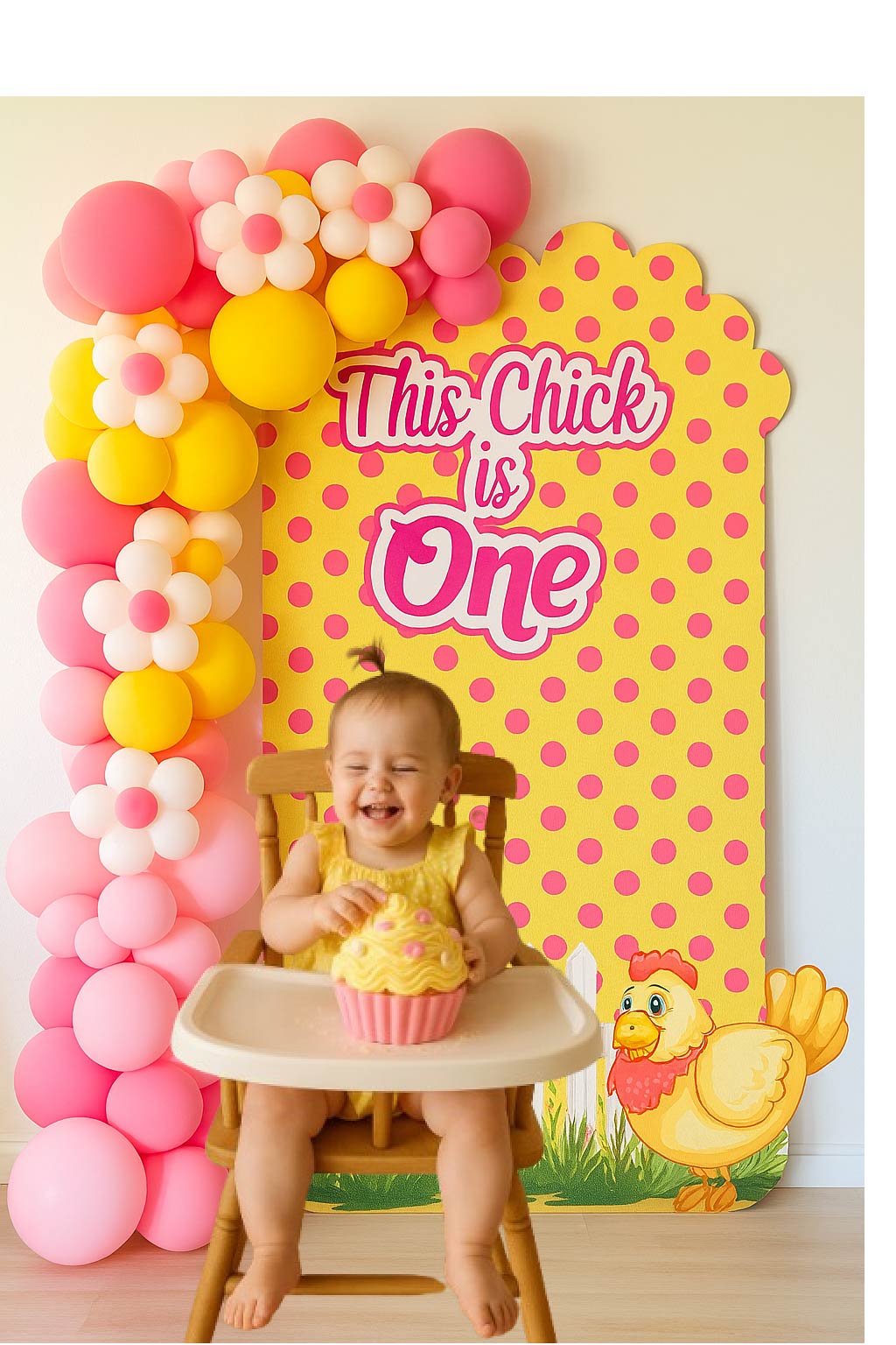 "This Chick is One" Birthday Sign – Farm Theme Party Prop with Custom Age Option