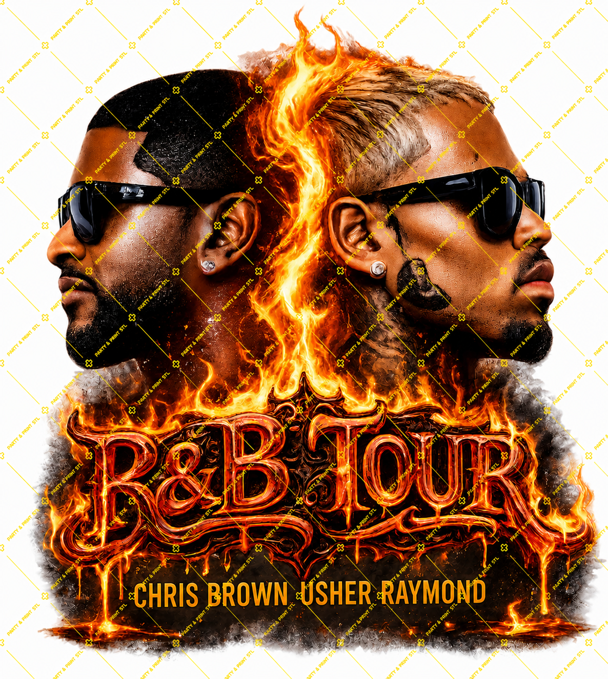 Twin Flames R&B Tour Inspired Download or DTF Transfer | Usher & Chris Brown Concert PNG