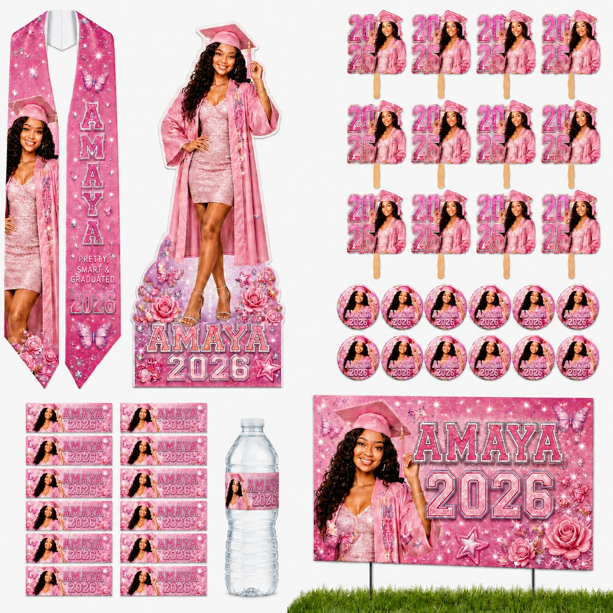 Ultimate Keepsake Graduation Package | Graduation Stole | Cutout | Lawn Sign | 36 Grad Keepsakes