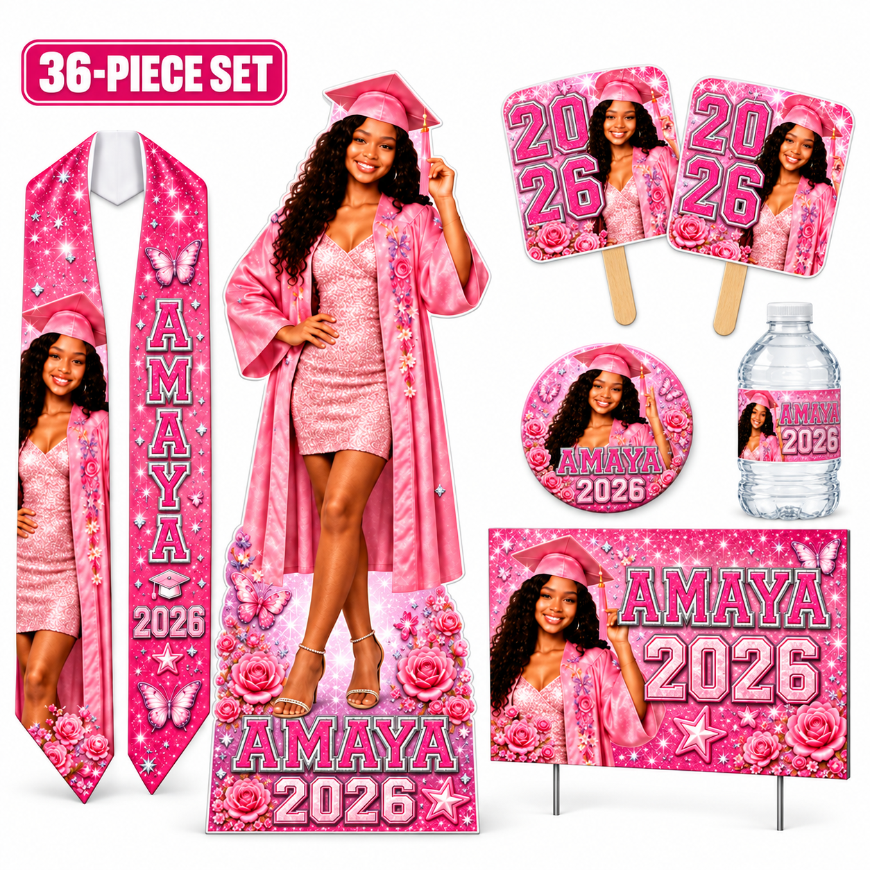 Ultimate Keepsake Graduation Package | Graduation Stole | Cutout | Lawn Sign | 36 Grad Keepsakes