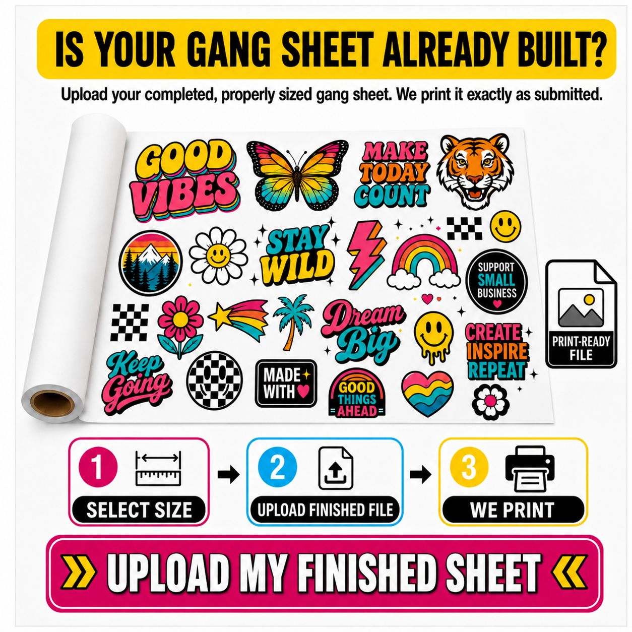 Ready-to-Print DTF Gang Sheet | $6.99 Per Foot