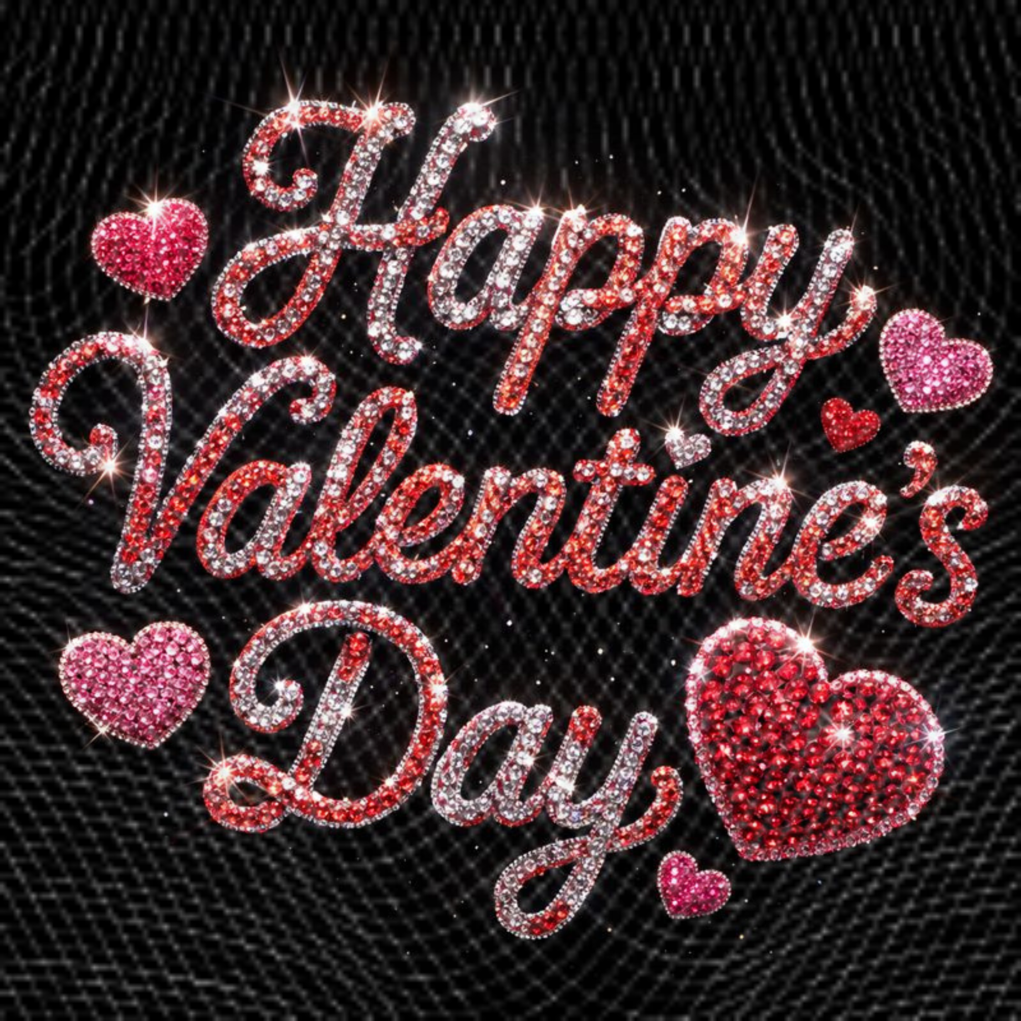 Bling Happy Valentine’s Day PNG | Rhinestone Heart Valentine Design | Sparkle Valentine Clipart Digital Download