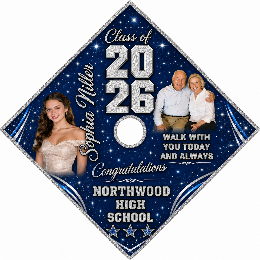 Walk With You Always Graduation Cap Topper | Custom Colors Available