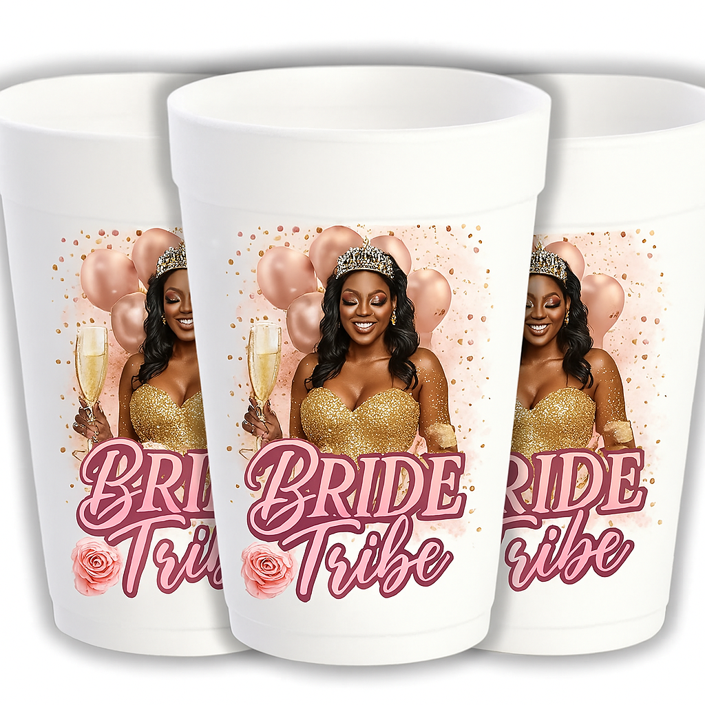 Custom Bride Tribe 16oz Bachelorette Party Cups – Personalized Glam Design