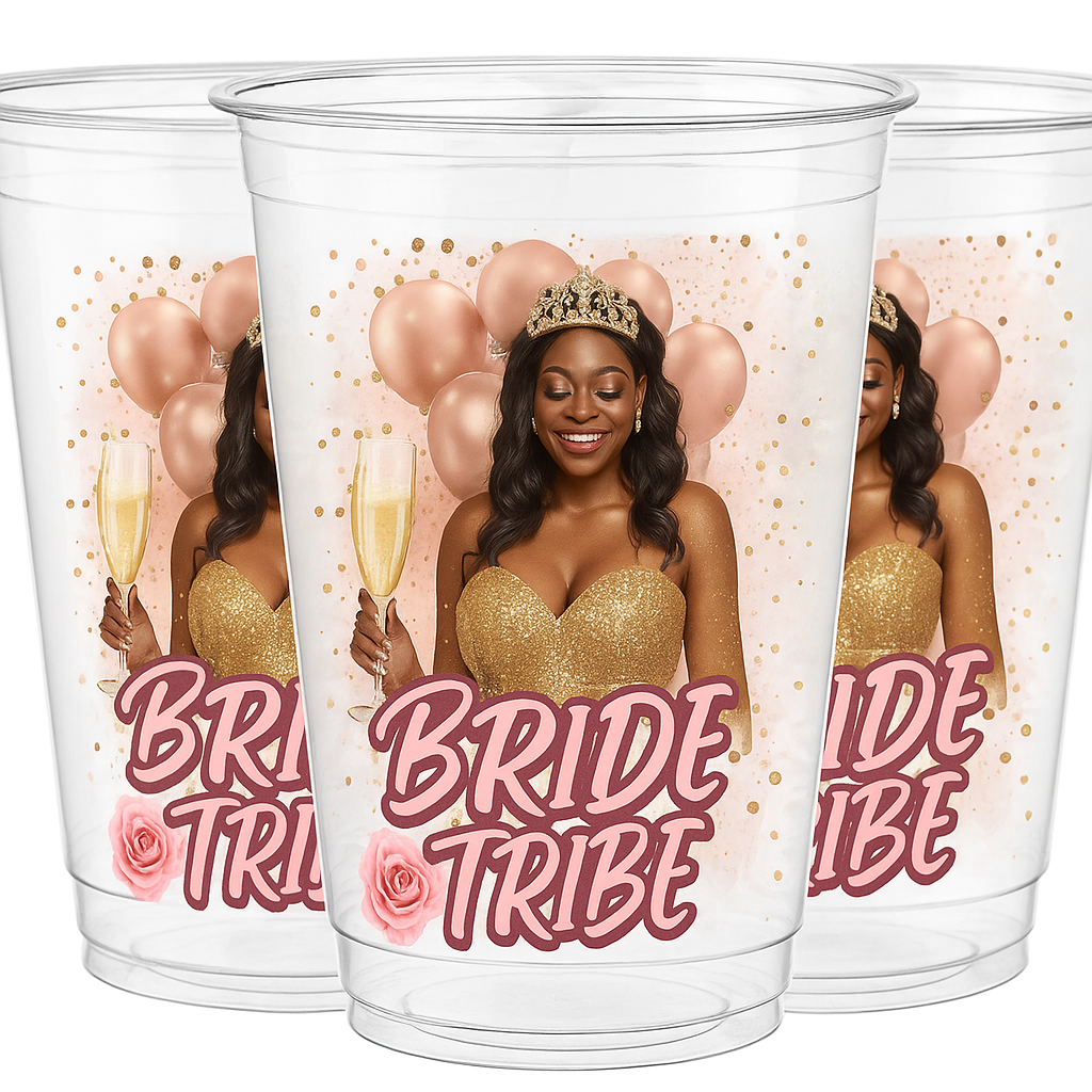 Custom Bride Tribe 16oz Bachelorette Party Cups – Personalized Glam Design