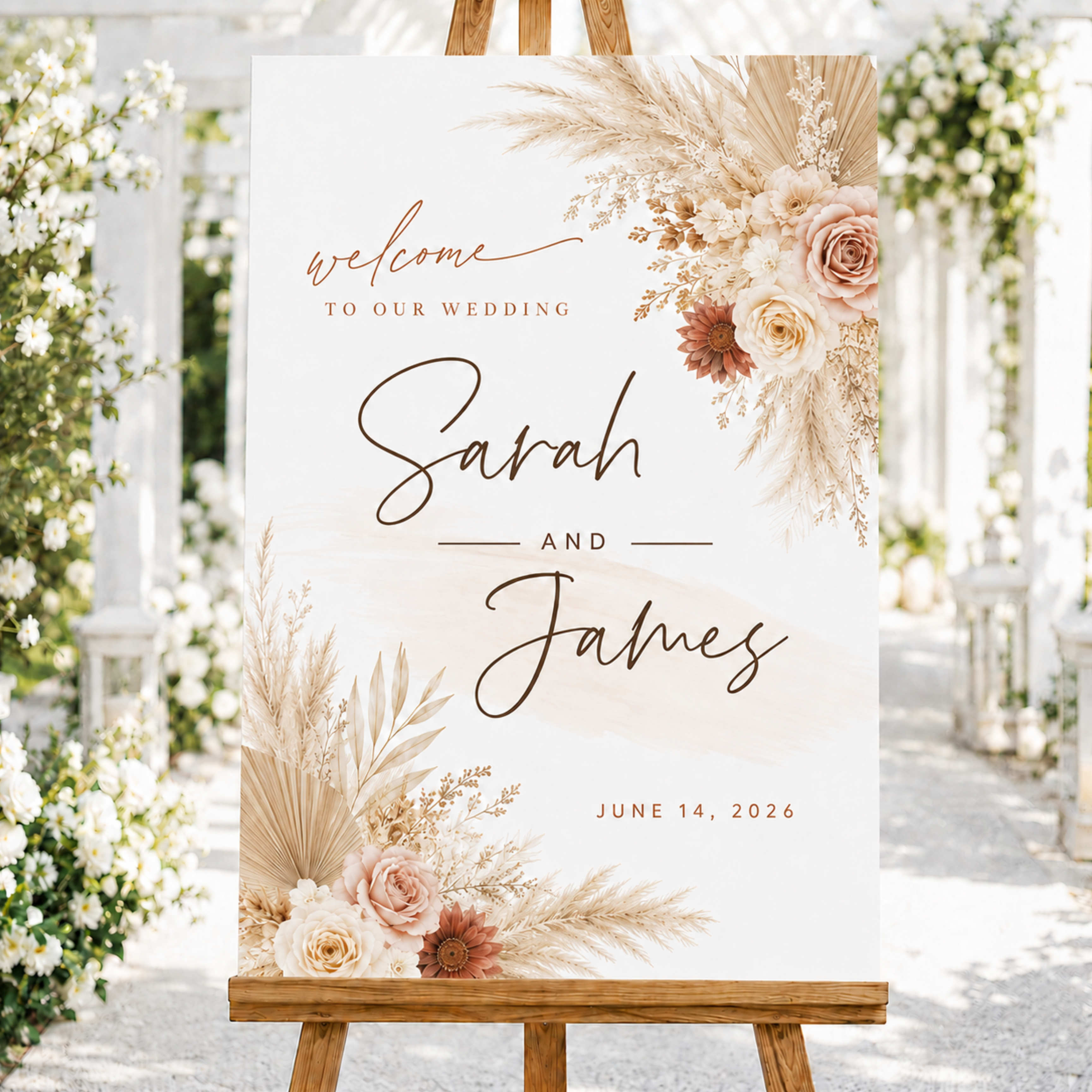 Boho Wedding Welcome Sign | Personalized Wedding Welcome Board