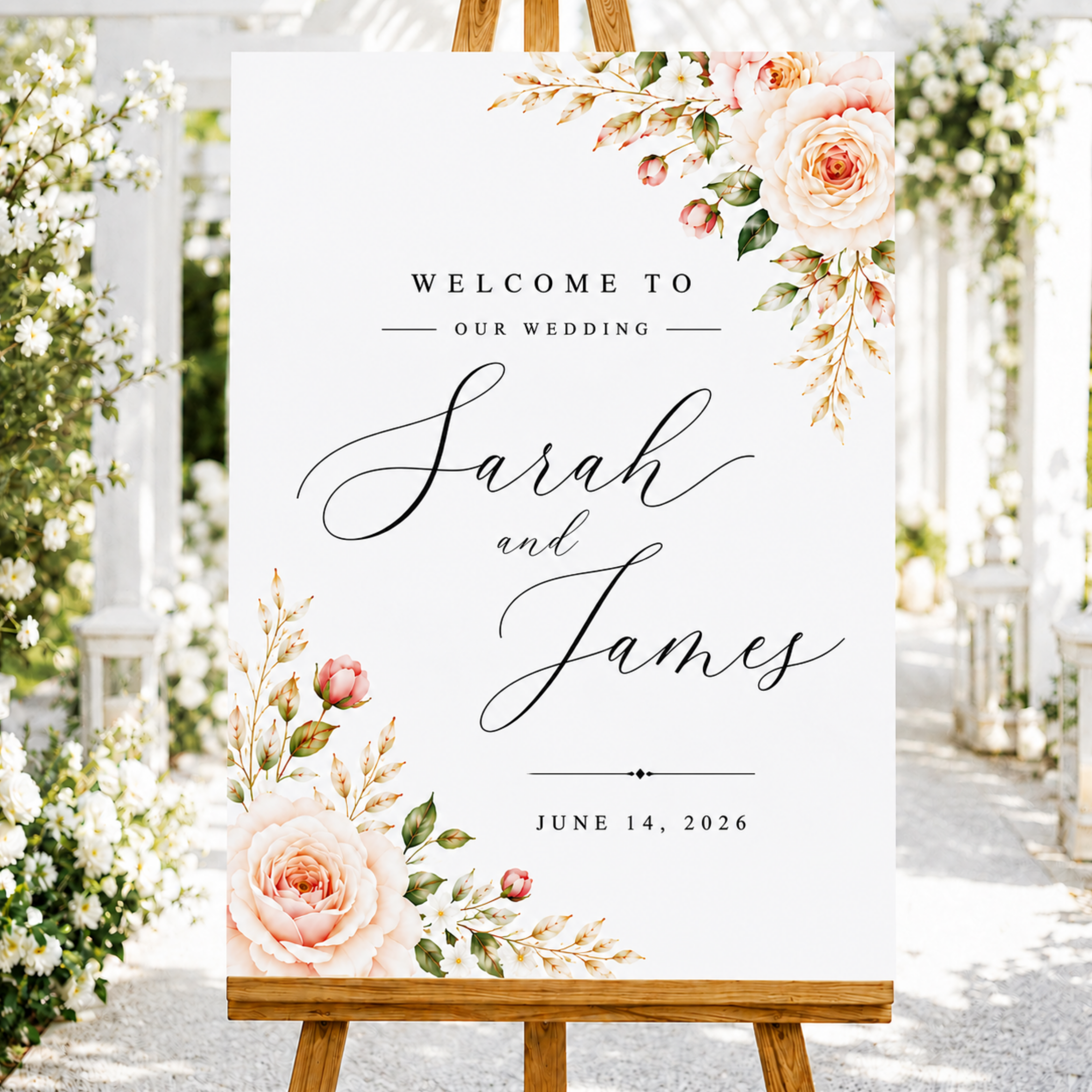Elegant Script Wedding Welcome Sign | Personalized Wedding Welcome Board
