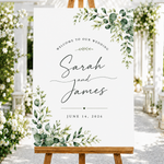 Greenery Wedding Welcome Sign | Personalized Wedding Welcome Board