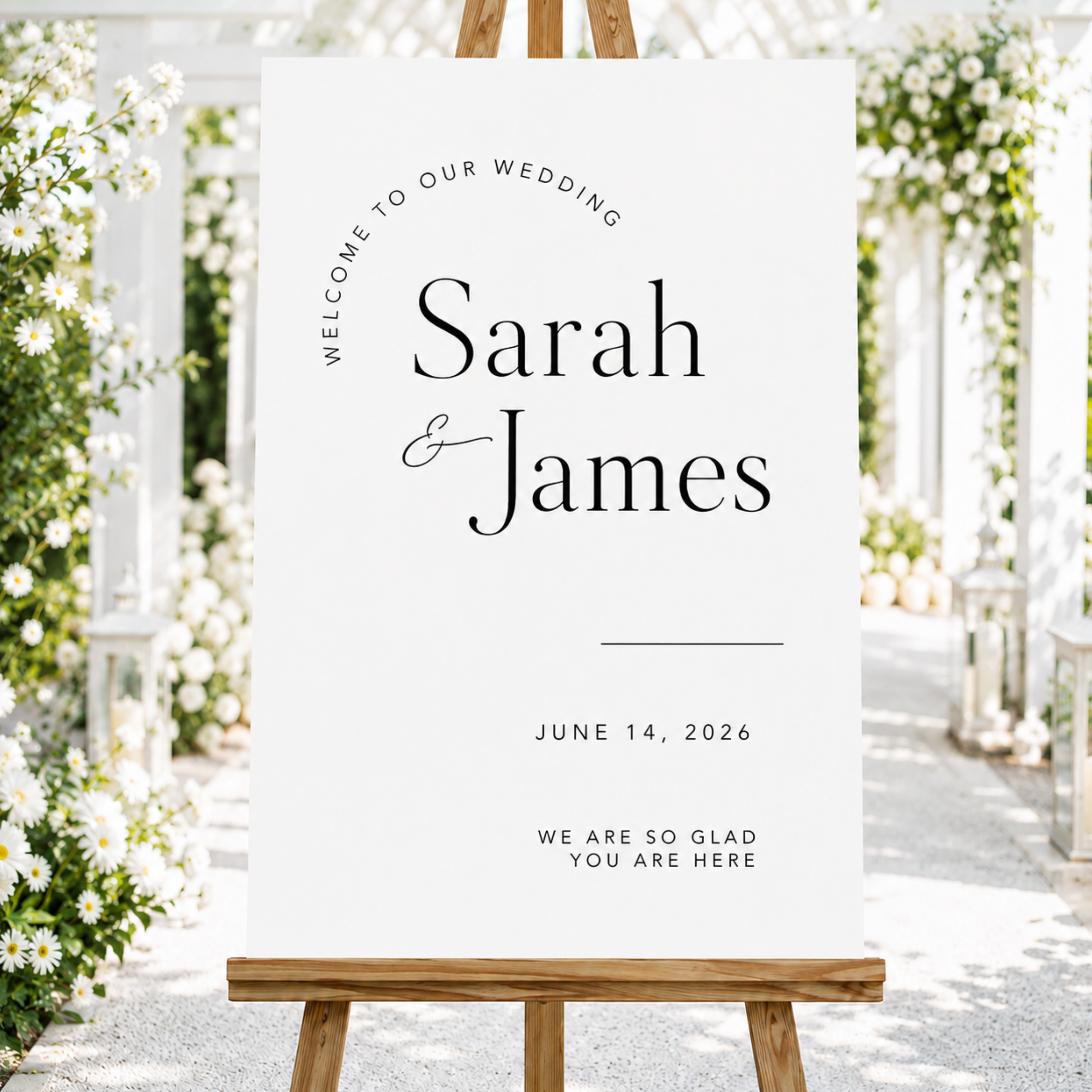 Modern Minimalist Wedding Welcome Sign | Personalized Wedding Welcome Board