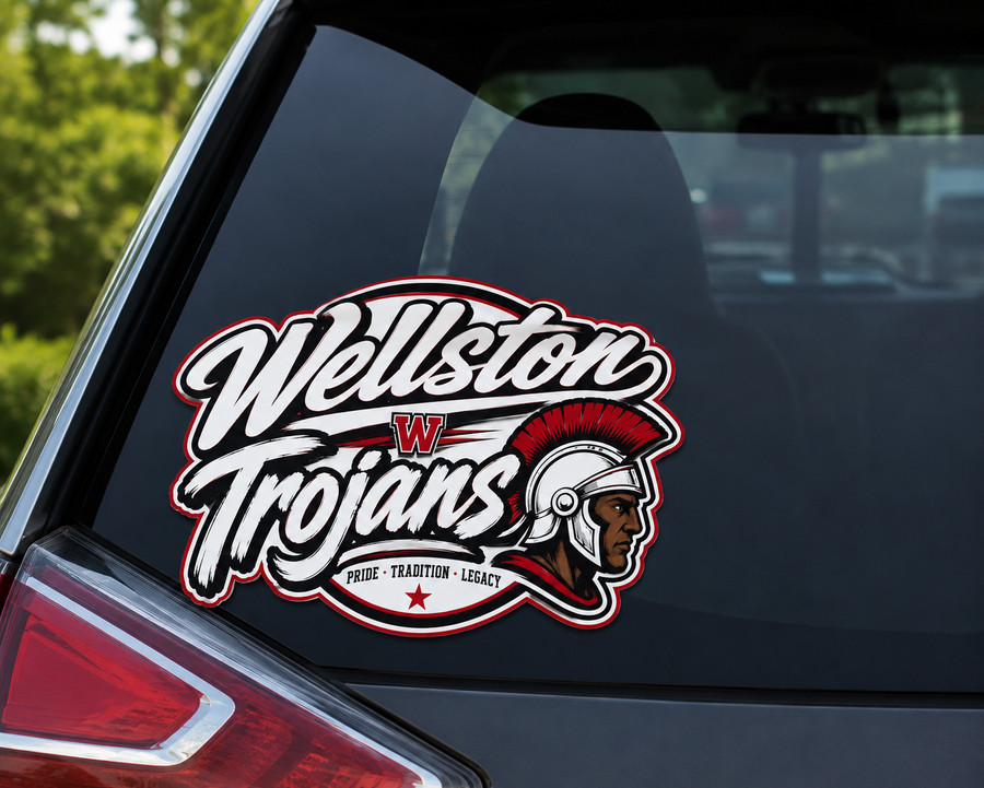 Wellston Trojans Car Sticker | 6" x 4" Waterproof Vinyl Decal | School Spirit Window Sticker | Alumni & Fan Gift