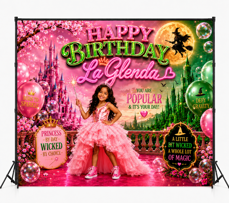 Wicked Birthday Backdrop | Custom Personalized Kids Photo Backdrop